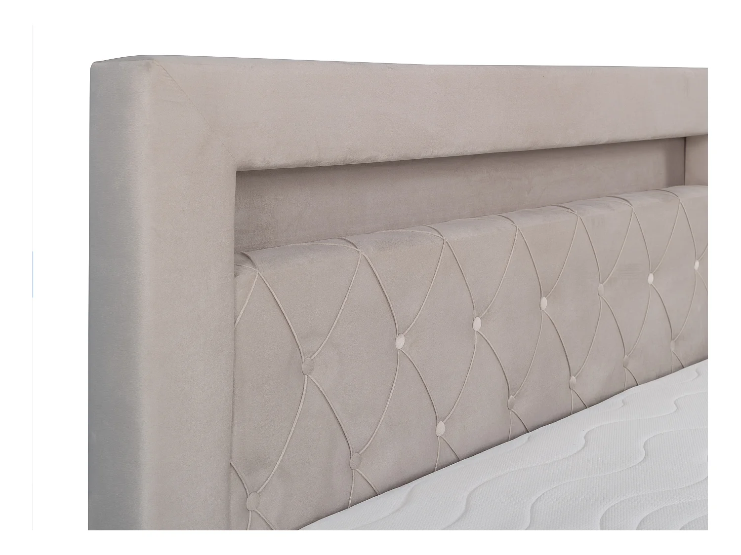 Cama completa con cabecero con luces LED + canapés abatibles + colchón + topper - 180 x 200 cm - Terciopelo - Beige - ORANA de YSMÉE