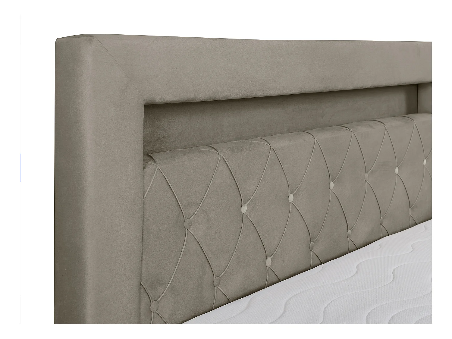 Cama completa con cabecero con luces LED + canapés abatibles + colchón + topper - 160 x 200 cm - Terciopelo - Topo - ORANA de YSMÉE