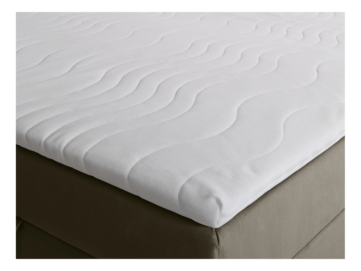 Cama completa con cabecero con luces LED + canapés abatibles + colchón + topper - 160 x 200 cm - Terciopelo - Topo - ORANA de YSMÉE