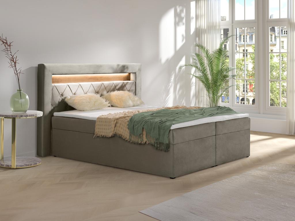 Deko-Komplett-Set mit Bett-Kopfteil mit LED-Beleuchtung + Bettgestell mit B günstig online kaufen