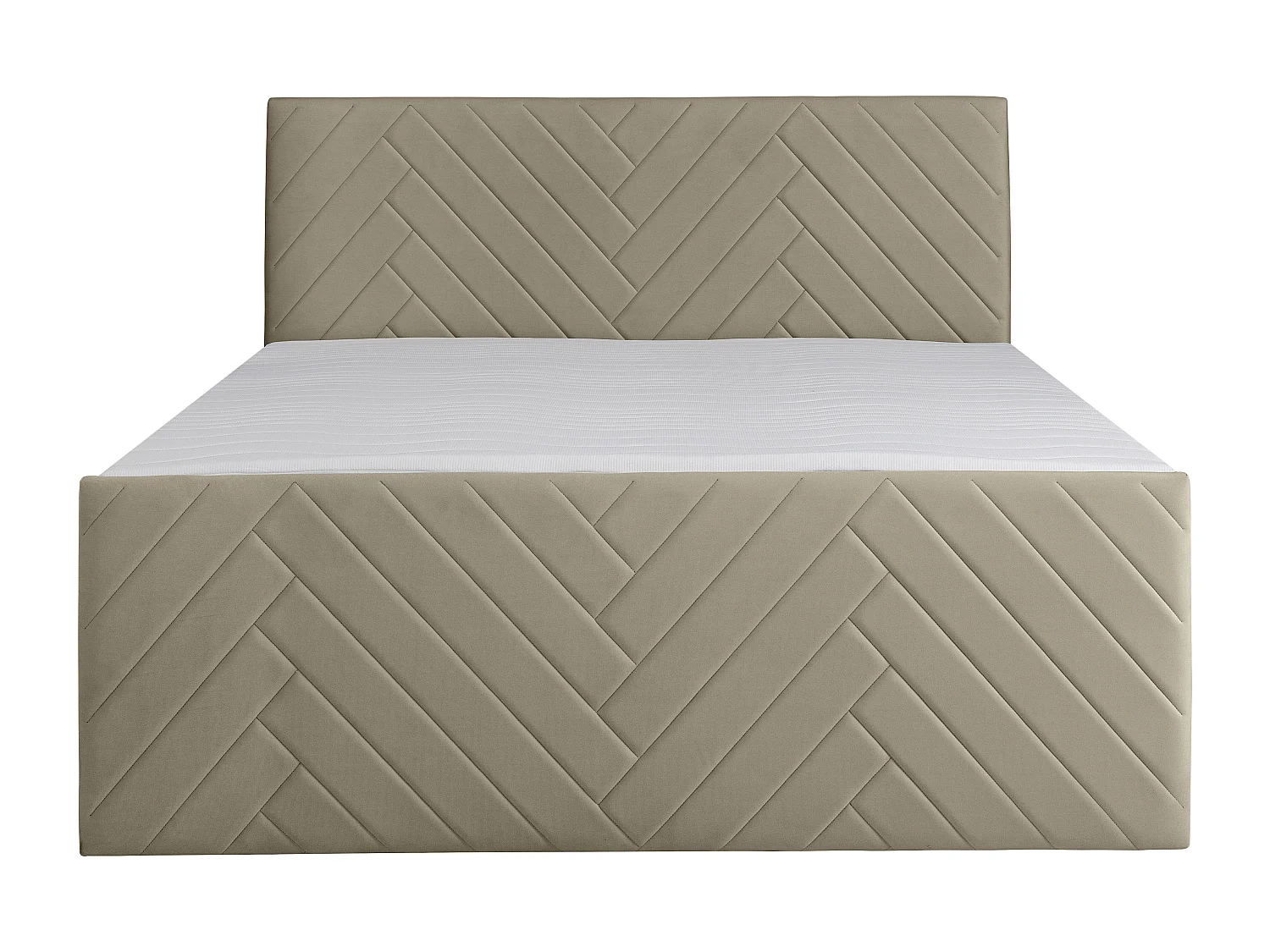 Deko-Komplett-Set mit Bett-Kopfteil + Bettgestell mit Bettkasten + Matratze + Topper - 160 x 200 cm - Samt - Taupe - MAKANA von YSMÉE