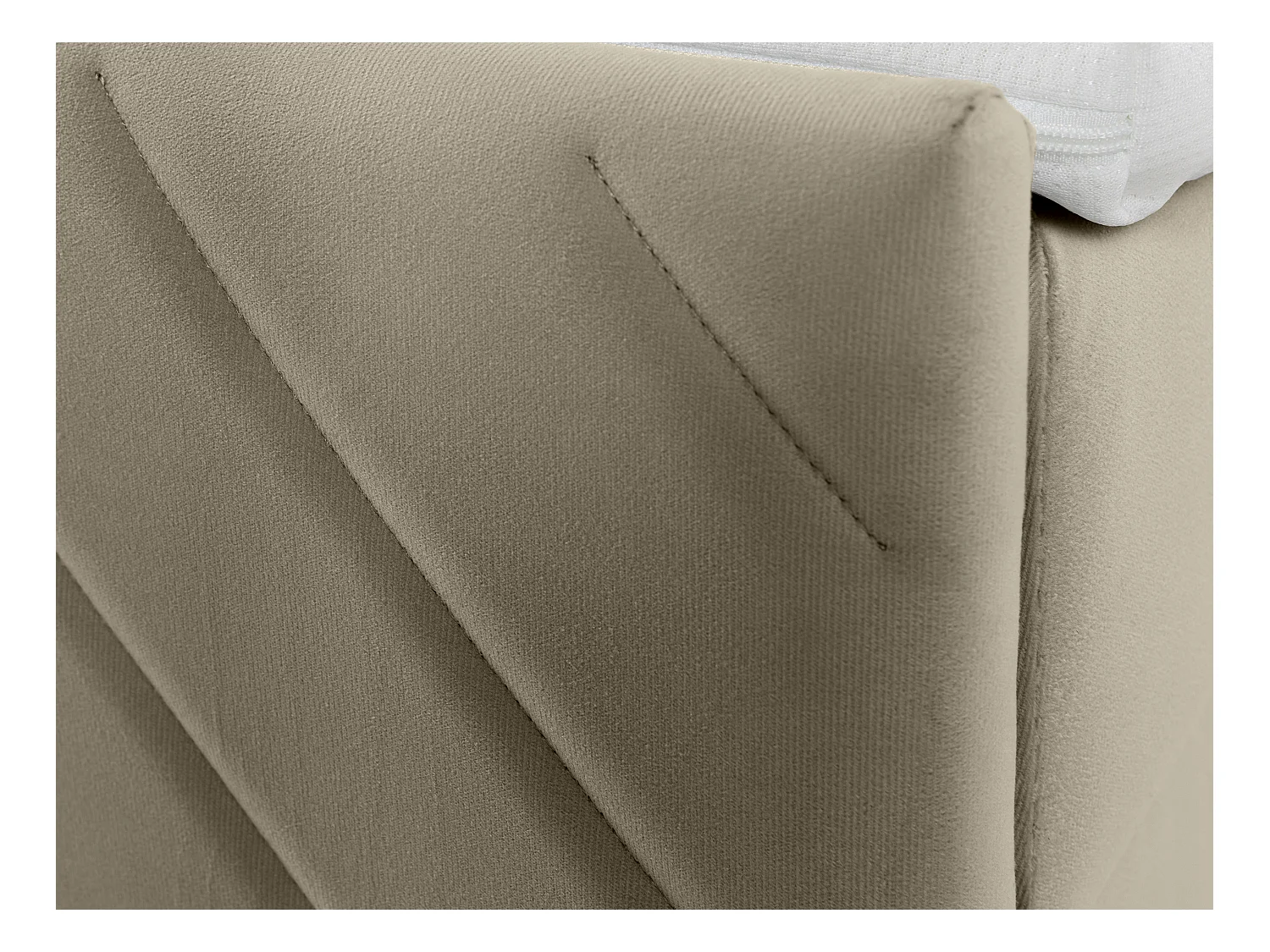 Complete decoratieve bedset met hoofdbord + bedbodems met opbergruimte + matras + topmatras - 160 x 200 cm - Fluweel - Taupe - MAKANA van YSMÉE