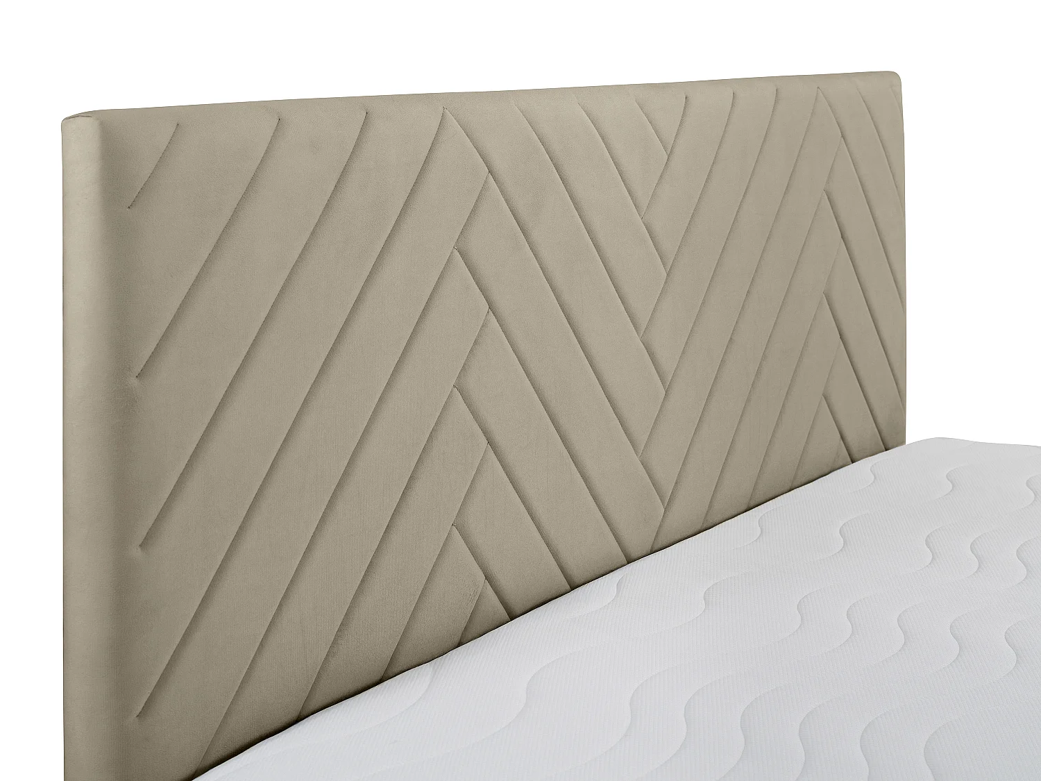 Ensemble complet literie déco tête de lit + sommiers coffre + matelas + surmatelas - 160 x 200 cm - Velours - Taupe - MAKANA de YSMÉE