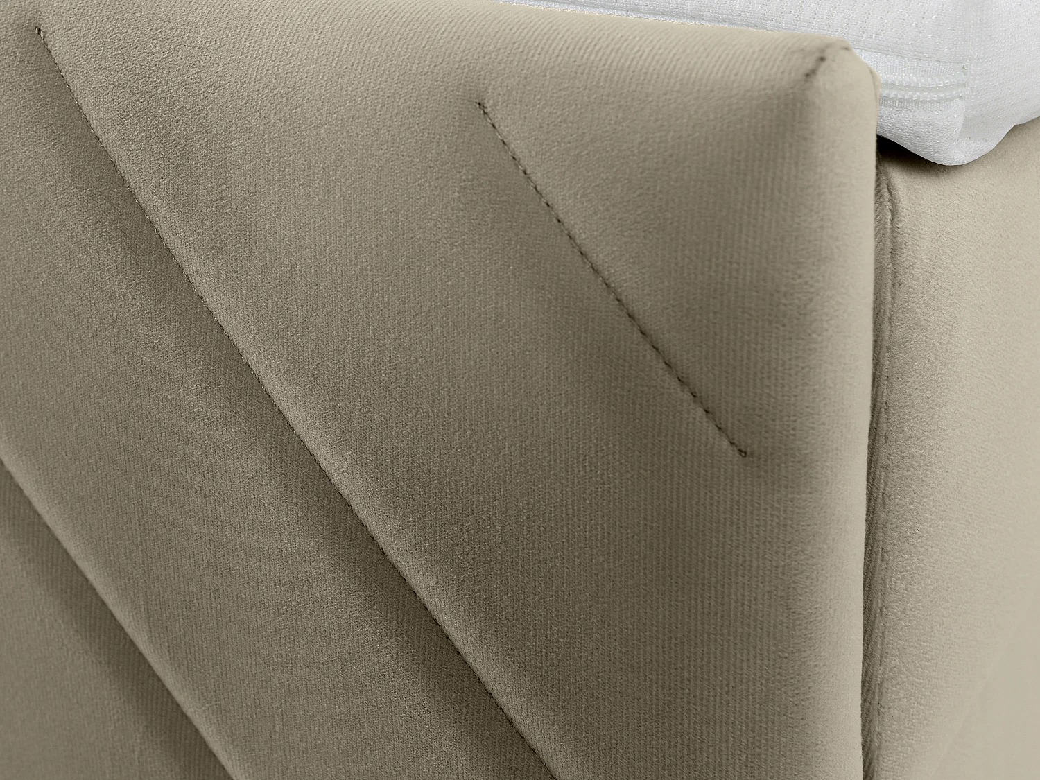 Ensemble complet literie déco tête de lit + sommiers coffre + matelas + surmatelas - 160 x 200 cm - Velours - Taupe - MAKANA de YSMÉE