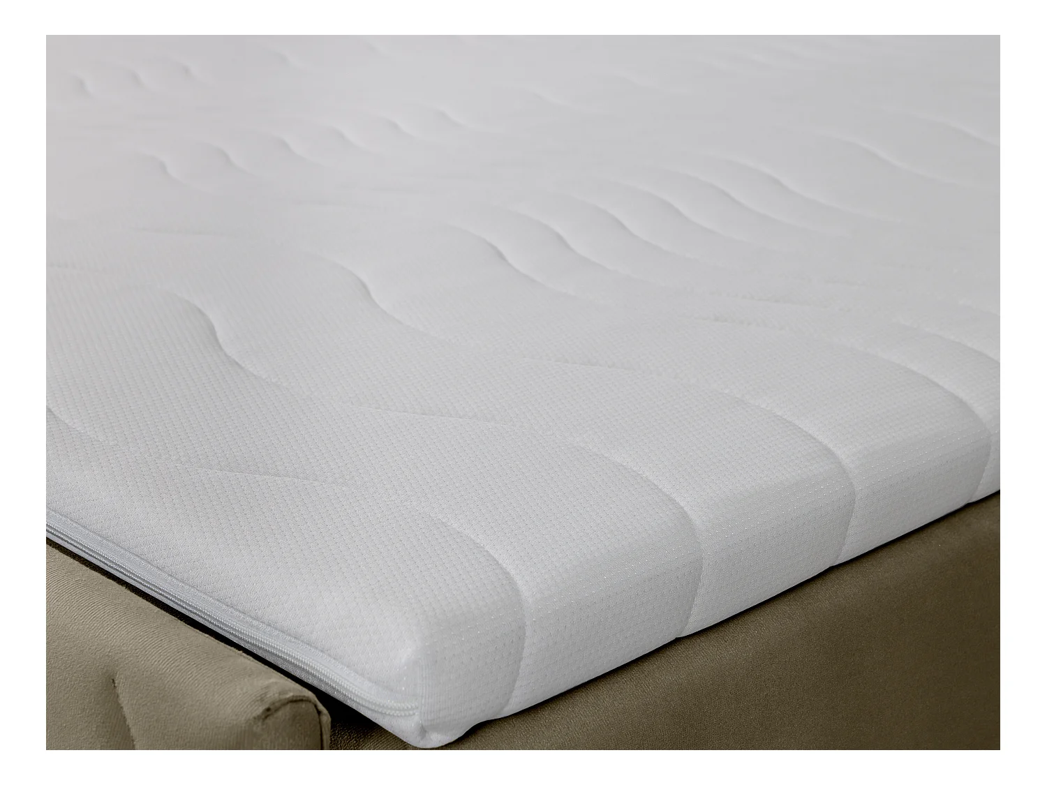 Ensemble complet literie déco tête de lit + sommiers coffre + matelas + surmatelas - 180 x 200 cm - Velours - Taupe - MAKANA de YSMÉE
