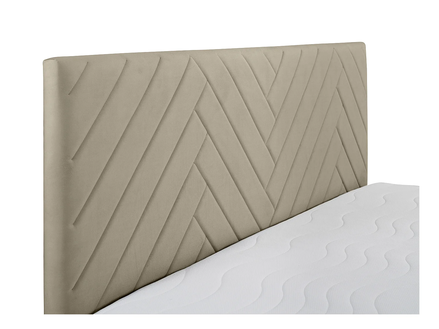 Ensemble complet literie déco tête de lit + sommiers coffre + matelas + surmatelas - 180 x 200 cm - Velours - Taupe - MAKANA de YSMÉE