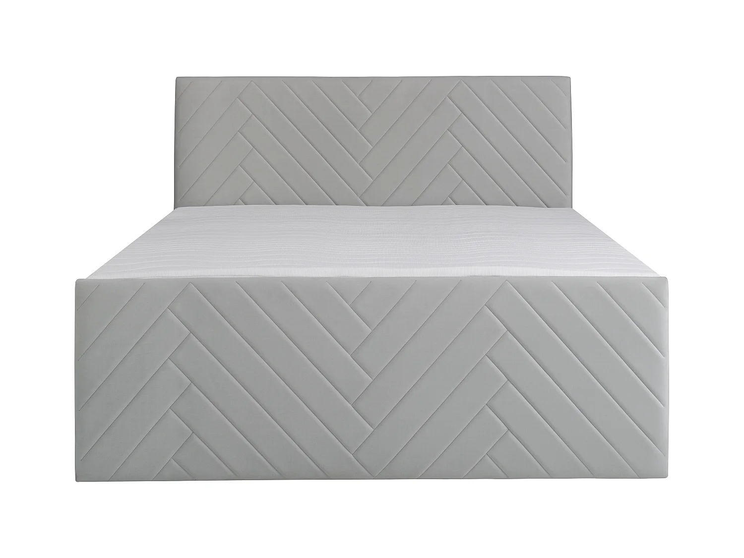 Cama completa con cabecero + canapés abatibles + colchón + sobrecolchón - 160 x 200 cm - Terciopelo - Gris claro - MAKANA de YSMÉE