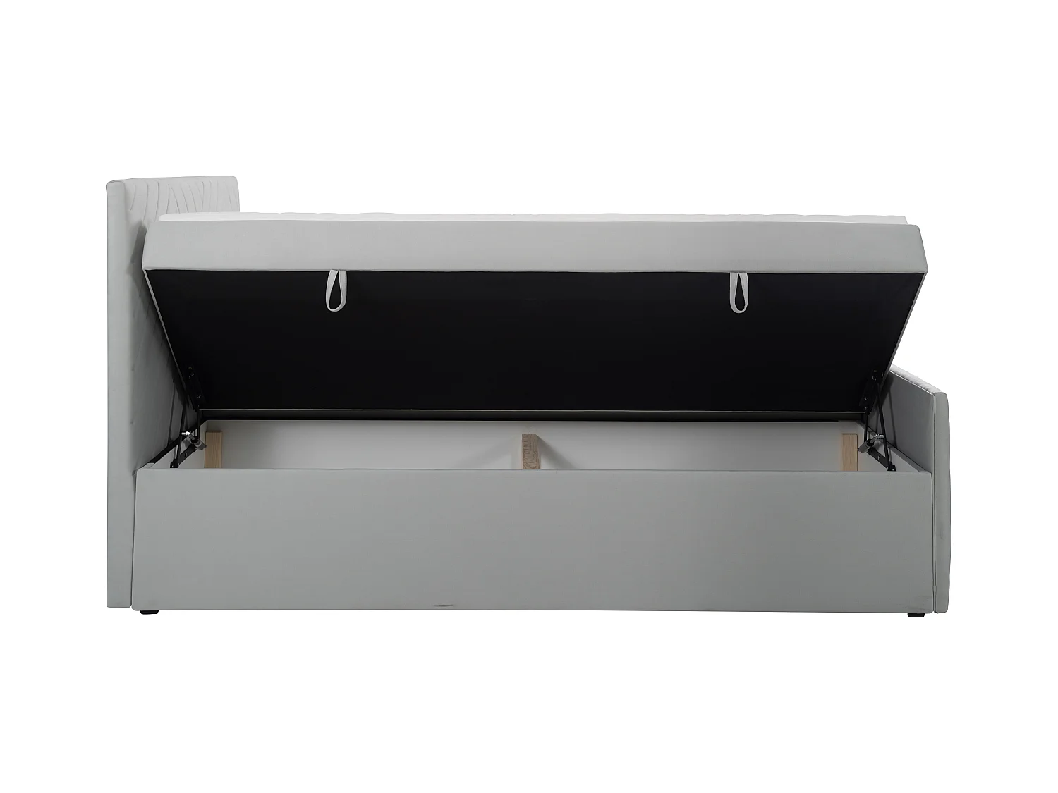 Cama completa con cabecero + canapés abatibles + colchón + sobrecolchón - 160 x 200 cm - Terciopelo - Gris claro - MAKANA de YSMÉE