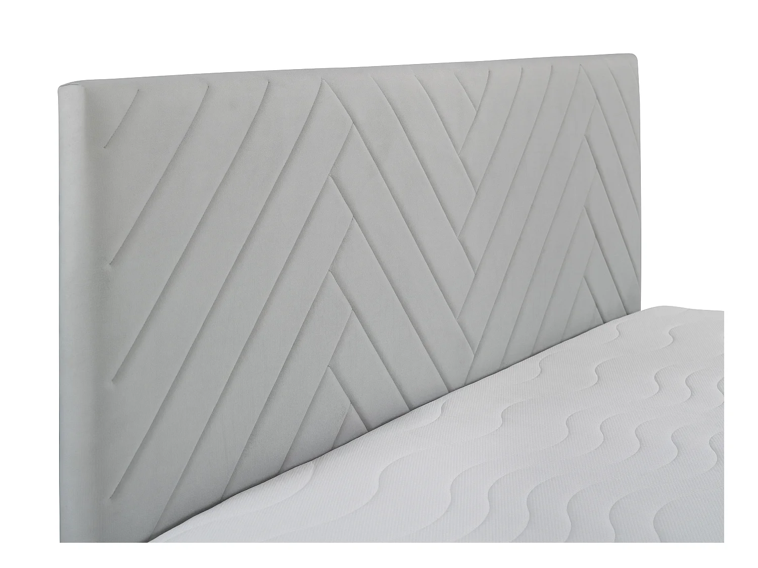 Cama completa con cabecero + canapés abatibles + colchón + sobrecolchón - 160 x 200 cm - Terciopelo - Gris claro - MAKANA de YSMÉE