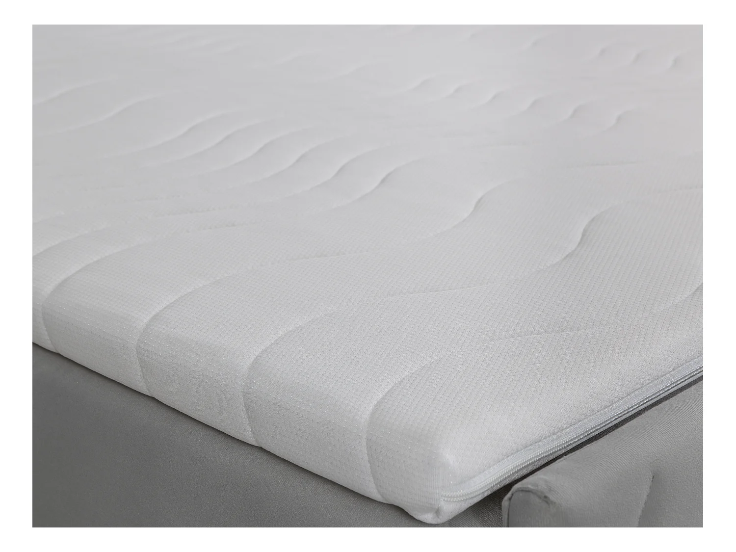 Cama completa con cabecero + canapés abatibles + colchón + sobrecolchón - 160 x 200 cm - Terciopelo - Gris claro - MAKANA de YSMÉE