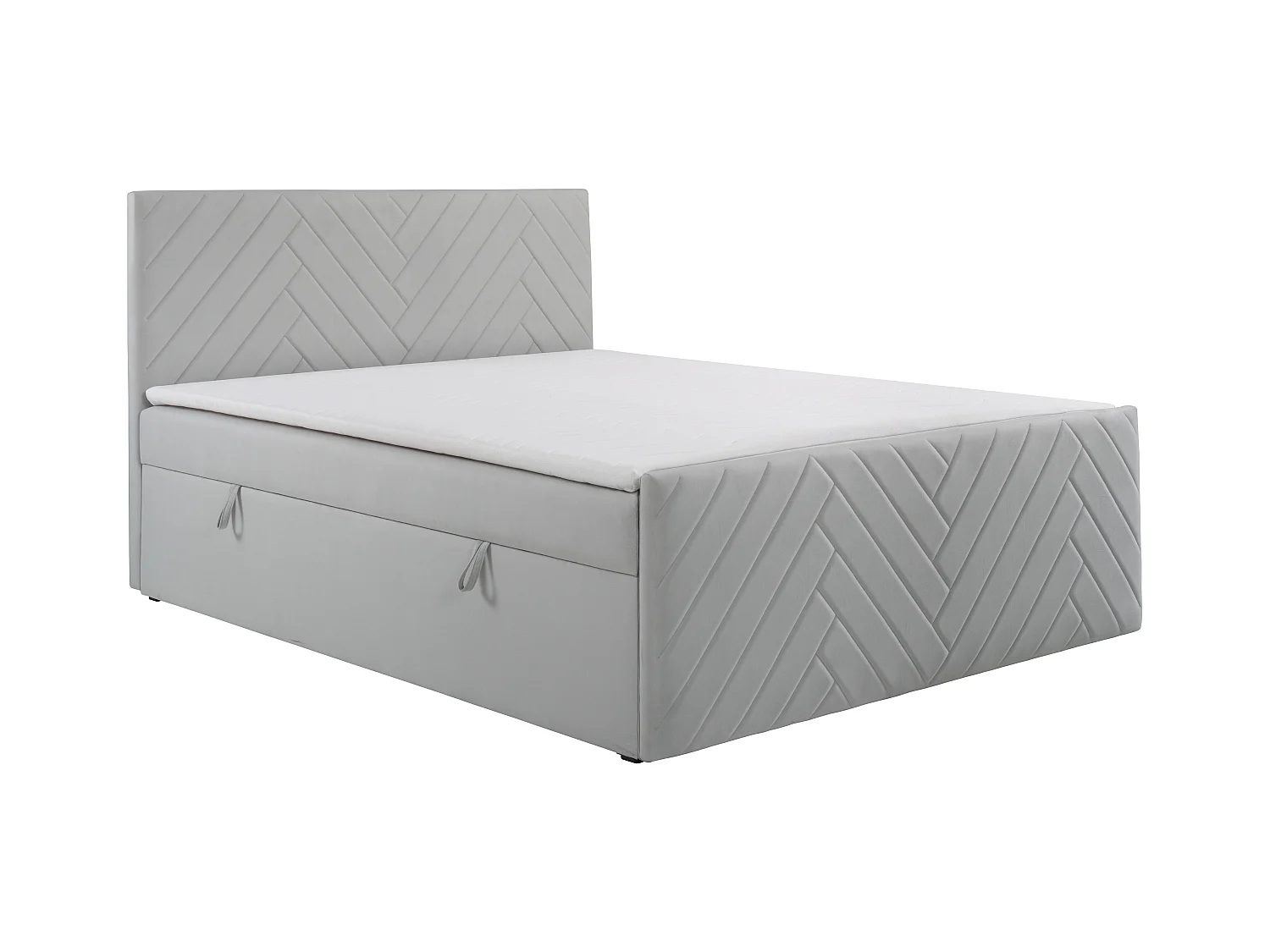 Cama completa con cabecero + canapés abatibles + colchón + topper - 180 x 200 cm - Terciopelo - Gris claro - MAKANA de YSMÉE