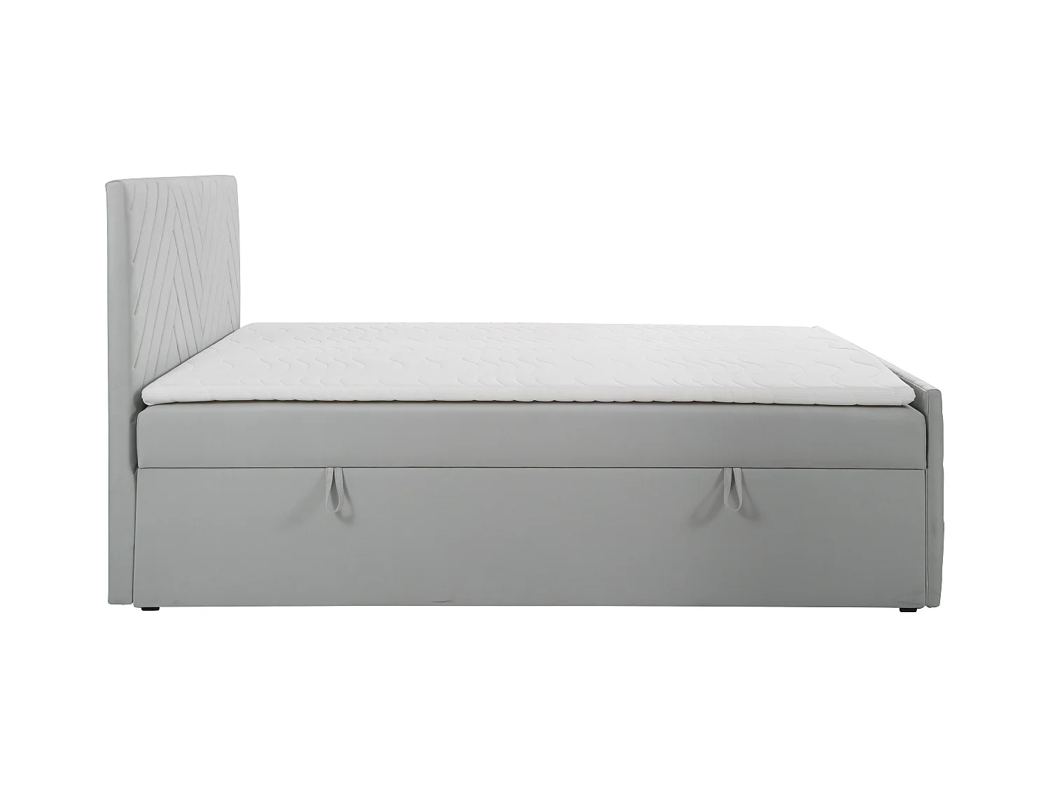 Cama completa con cabecero + canapés abatibles + colchón + topper - 180 x 200 cm - Terciopelo - Gris claro - MAKANA de YSMÉE