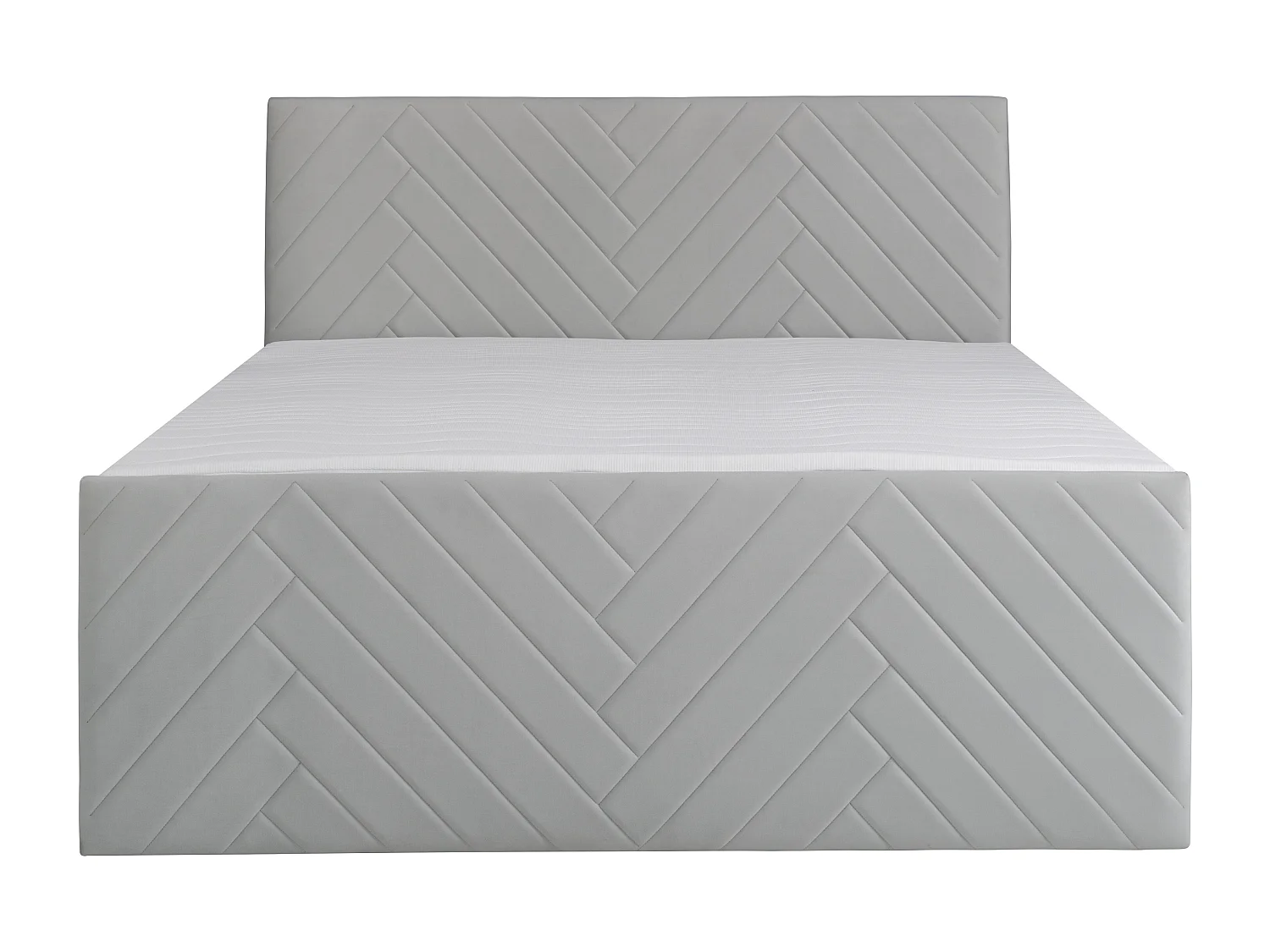 Deko-Komplett-Set mit Bett-Kopfteil + Bettgestell mit Bettkasten + Matratze + Topper - 180 x 200 cm - Samt - Hellgrau - MAKANA von YSMÉE