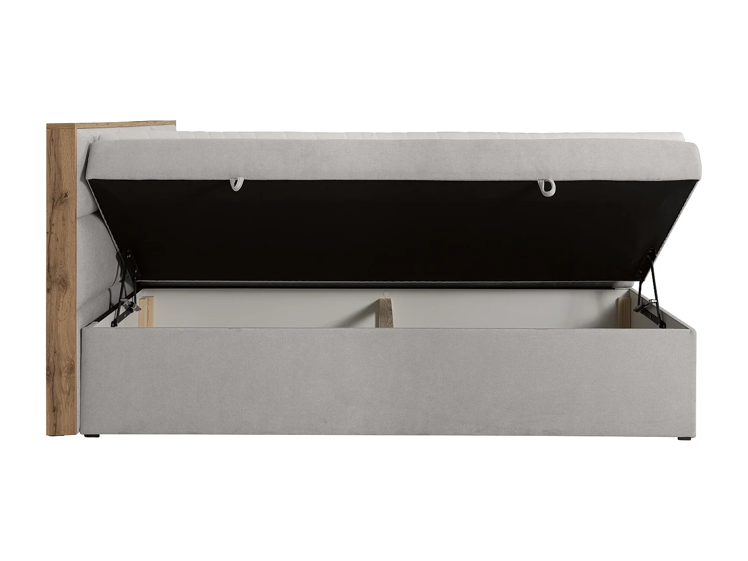 Set letto testata struttura Legno + rete vano + Mater. + topper 180 x 200 cm Tessuto Grigio - SIAKI di YSMÉE