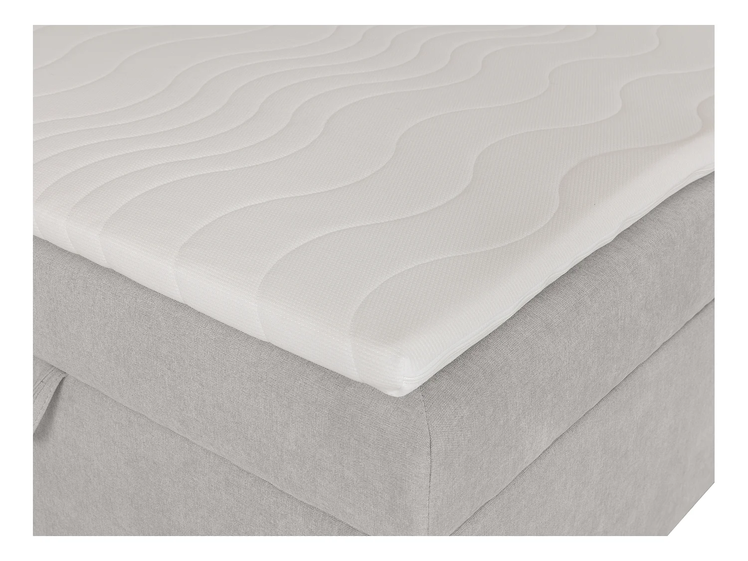 Cama con cabecero de madera + canapés abatibles + colchón + sobrecolchón - 180 x 200 cm - Tela - Gris claro - SIAKI de YSMÉE