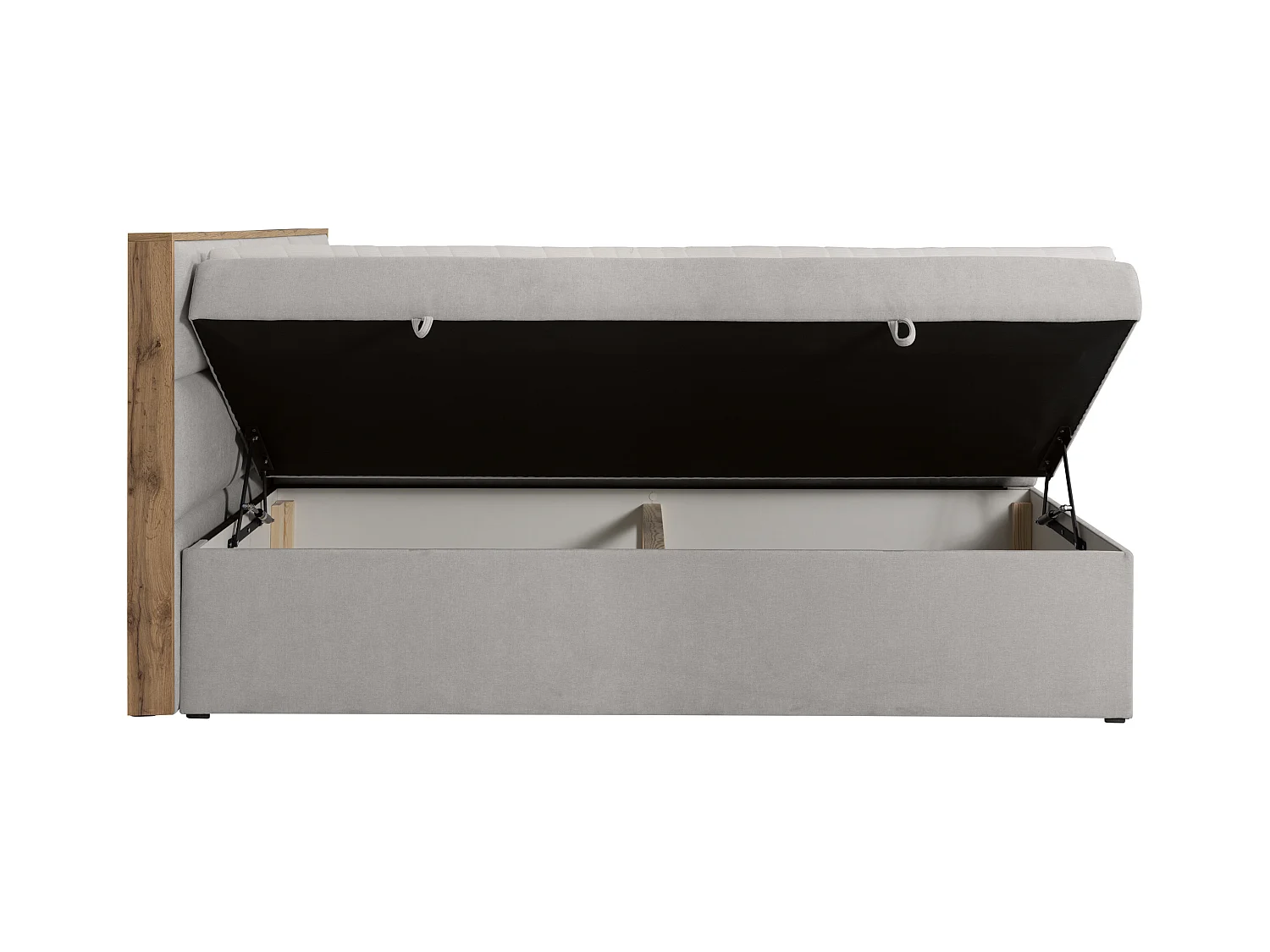 Cama con cabecero de madera + canapés abatibles + colchón + sobrecolchón - 180 x 200 cm - Tela - Gris claro - SIAKI de YSMÉE
