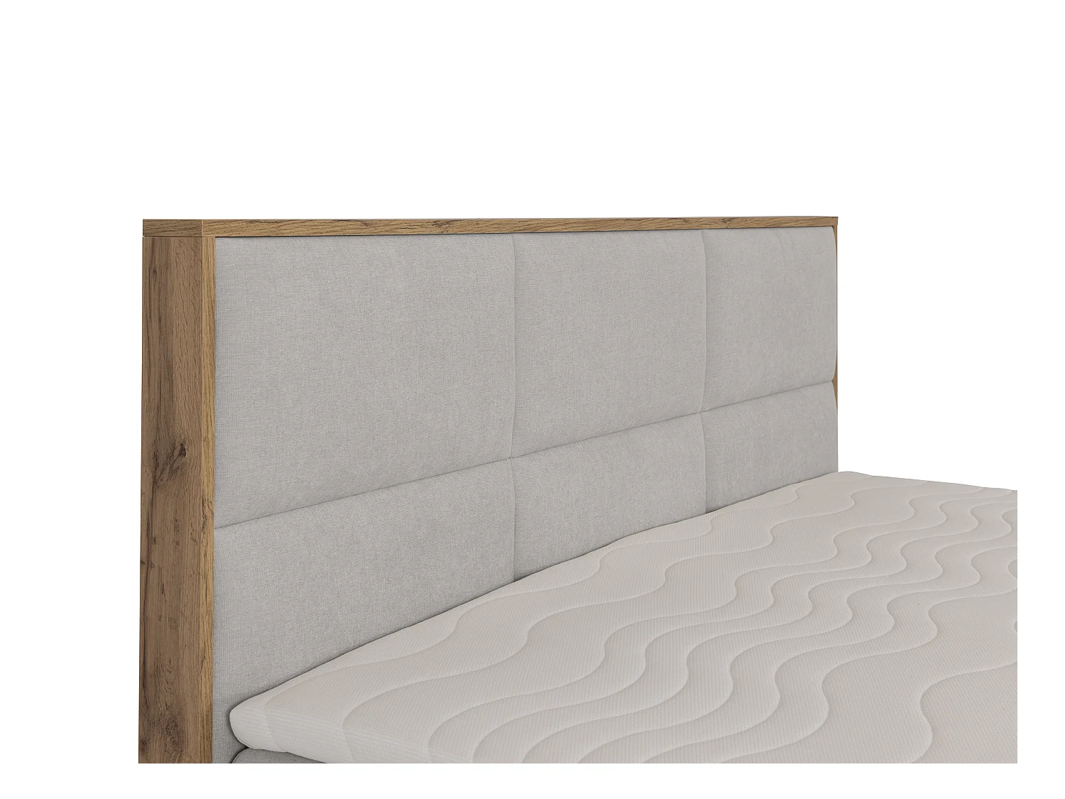 Cama con cabecero de madera + canapés abatibles + colchón + sobrecolchón - 180 x 200 cm - Tela - Gris claro - SIAKI de YSMÉE