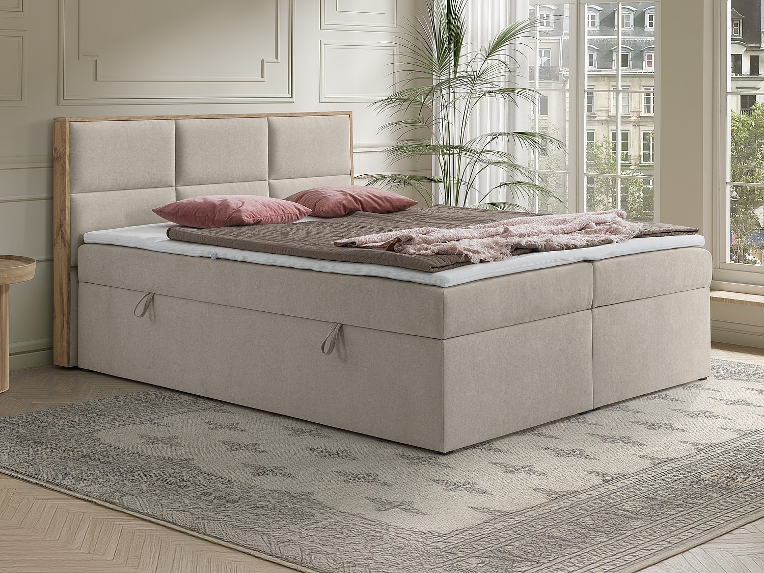 Lit boxspring Beige 160x200 cm