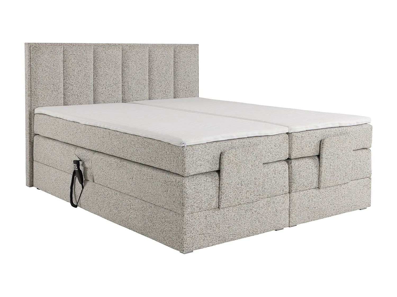 Complete set boxspringbed met hoofdbord + elektrische relaxbedbodems + matrassen + dekmatrassen - 2 x 80 x 200 cm - Stof - KALASI van PALACIO