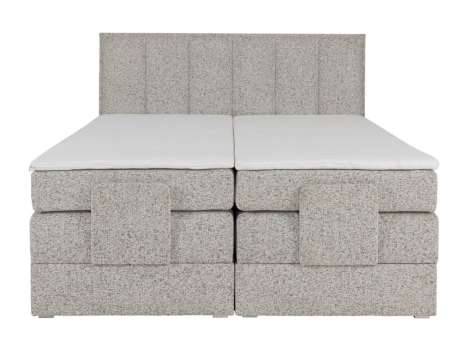 Ensemble complet boxspring tête de lit + sommiers relaxation électrique + matelas + surmatelas - 2 x 80 x 200 cm - Tissu - Beige - KALASI de PALACIO