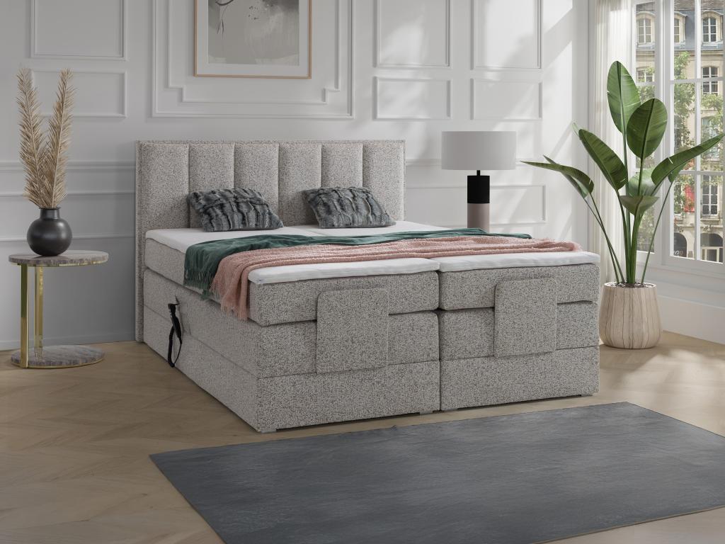 Boxspringbett mit Bett-Kopfteil + elektrisch verstellbare Lattenroste + Mat günstig online kaufen