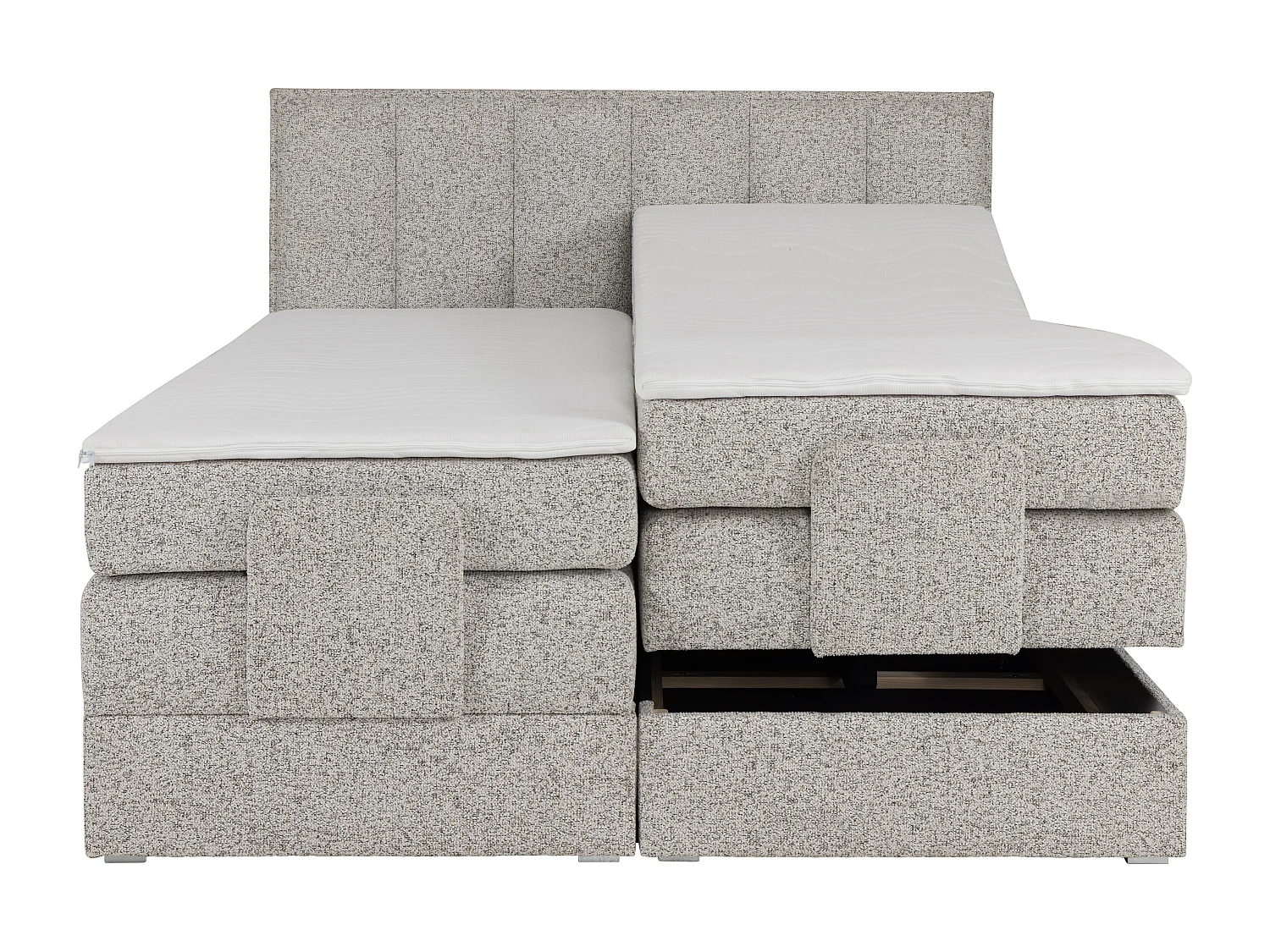 Komplett boxspring sett med hodegavl + elektrisk regulerbare sengebunner + madrass + overmadrass - 2 x 90 x 200 cm - Stoff - Beige - KALASI fra PALACIO