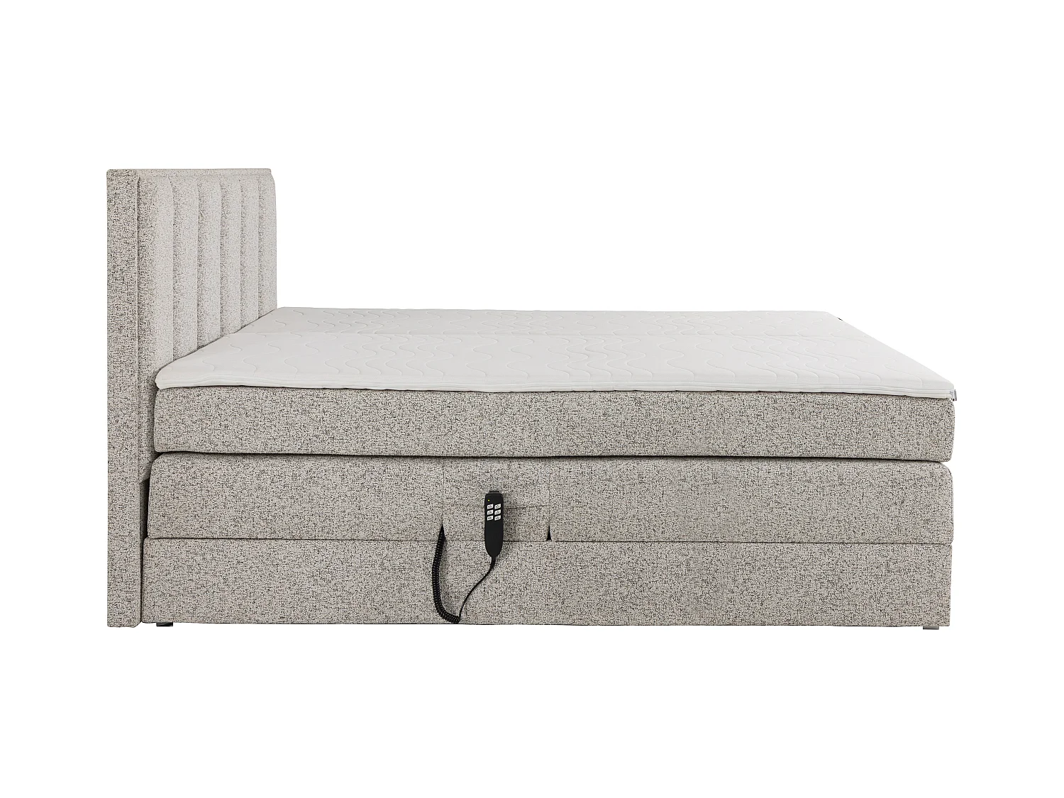 Ensemble complet boxspring tête de lit + sommiers relaxation électrique + matelas + surmatelas - 2 x 90 x 200 cm - Tissu - Beige - KALASI de PALACIO