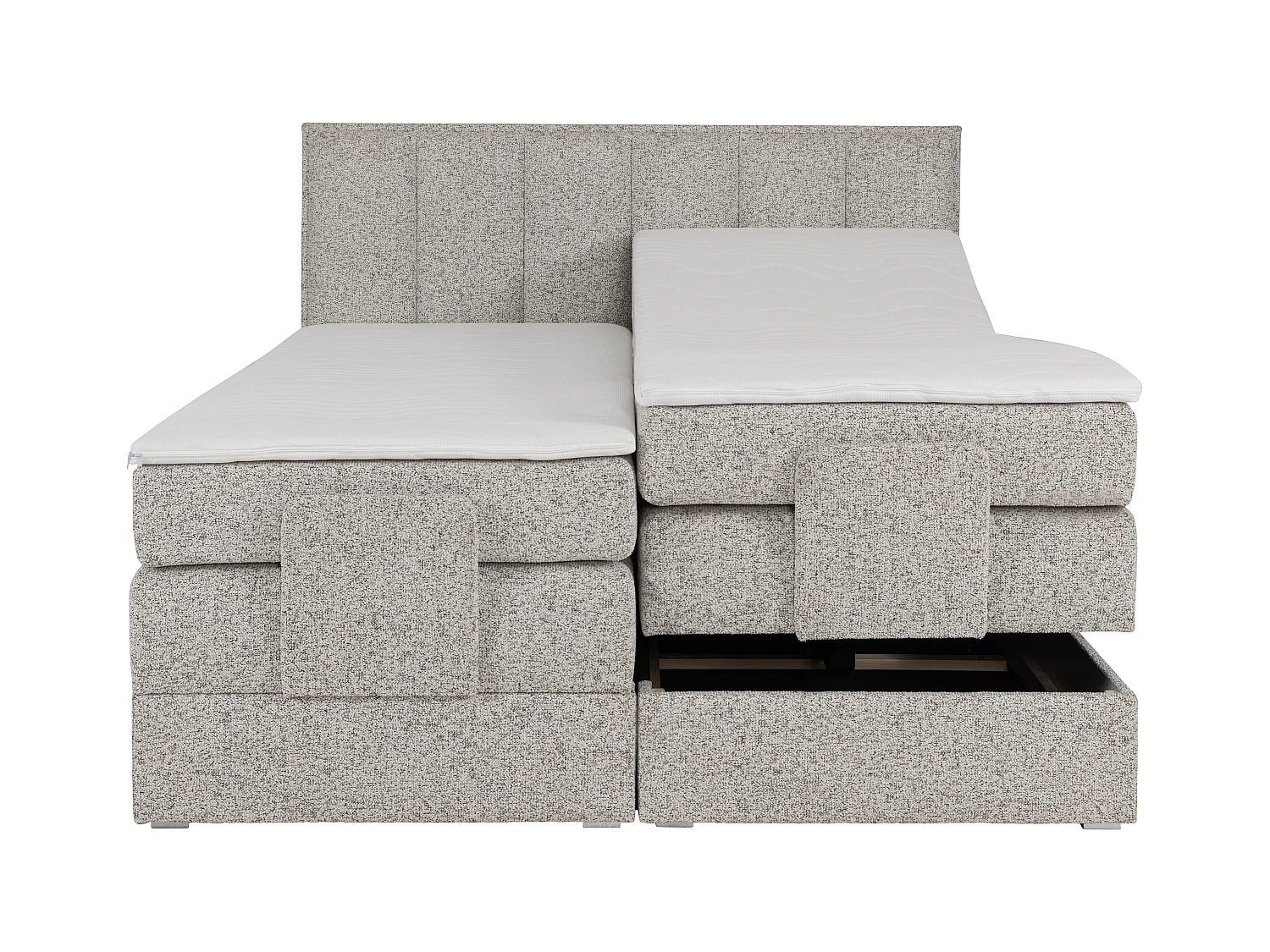 Ensemble complet boxspring tête de lit + sommiers relaxation électrique + matelas + surmatelas - 2 x 90 x 200 cm - Tissu - Beige - KALASI de PALACIO