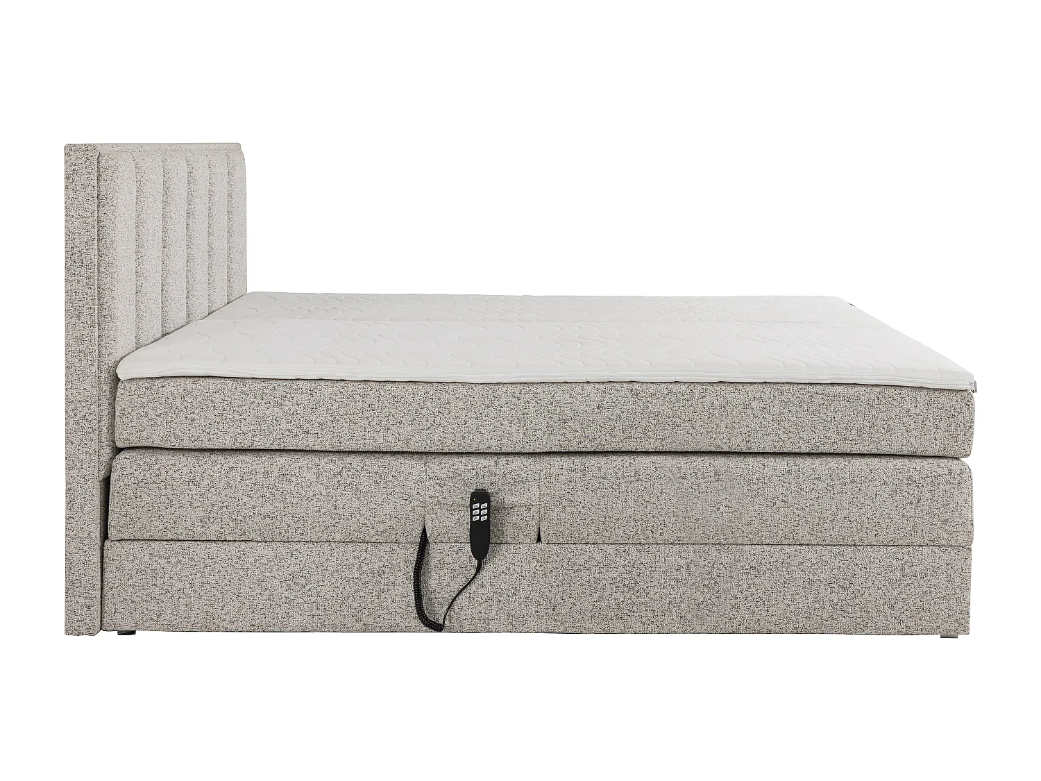 Ensemble complet boxspring tête de lit + sommiers relaxation électrique + matelas + surmatelas - 2 x 90 x 200 cm - Tissu - Beige - KALASI de PALACIO