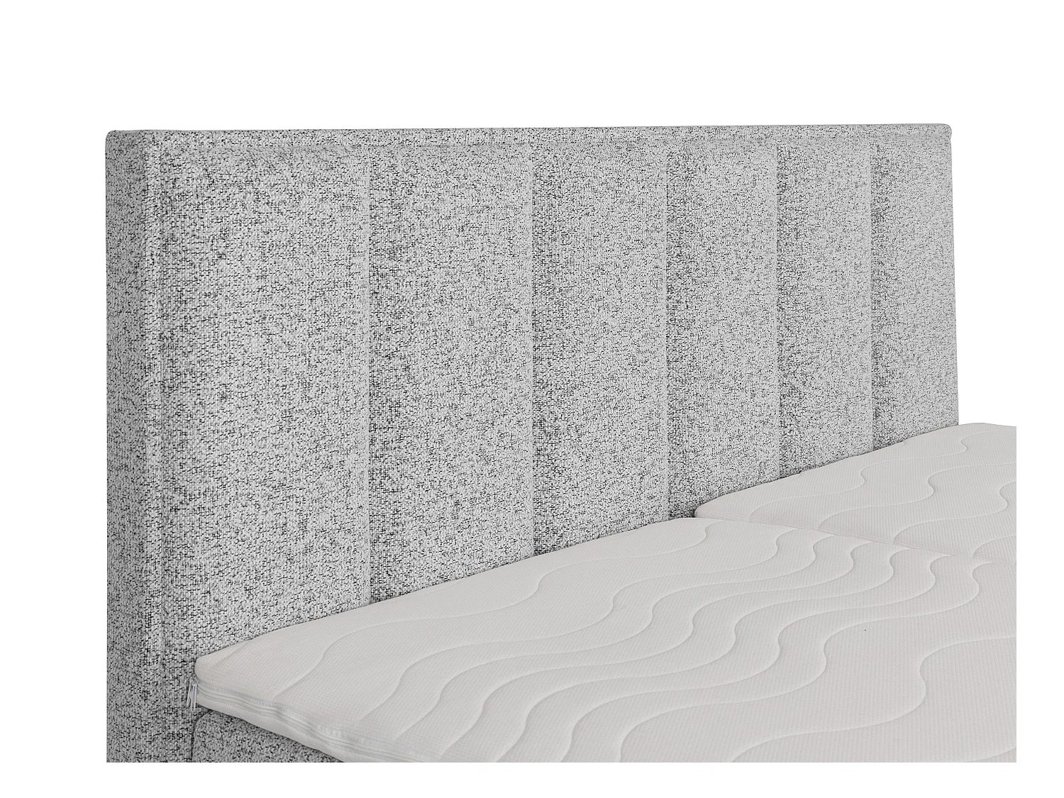 Komplet boxspring sengegaushuskynhoved + trælamelbund boksejerramme + madras + ovedmadras med hoved, boxmadras- og trådans lamelbund med madras, åade til elektrisk justerbar sengellos + topromgåtagen - 2 x 80 x 200 cm - Stof - Grå - KALASI af PALACIO