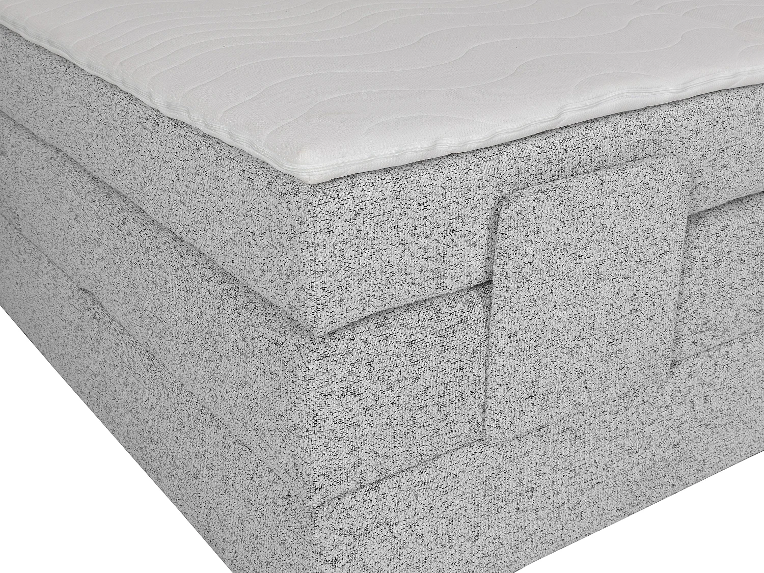 Komplet boxspring sengegaushuskynhoved + trælamelbund boksejerramme + madras + ovedmadras med hoved, boxmadras- og trådans lamelbund med madras, åade til elektrisk justerbar sengellos + topromgåtagen - 2 x 80 x 200 cm - Stof - Grå - KALASI af PALACIO