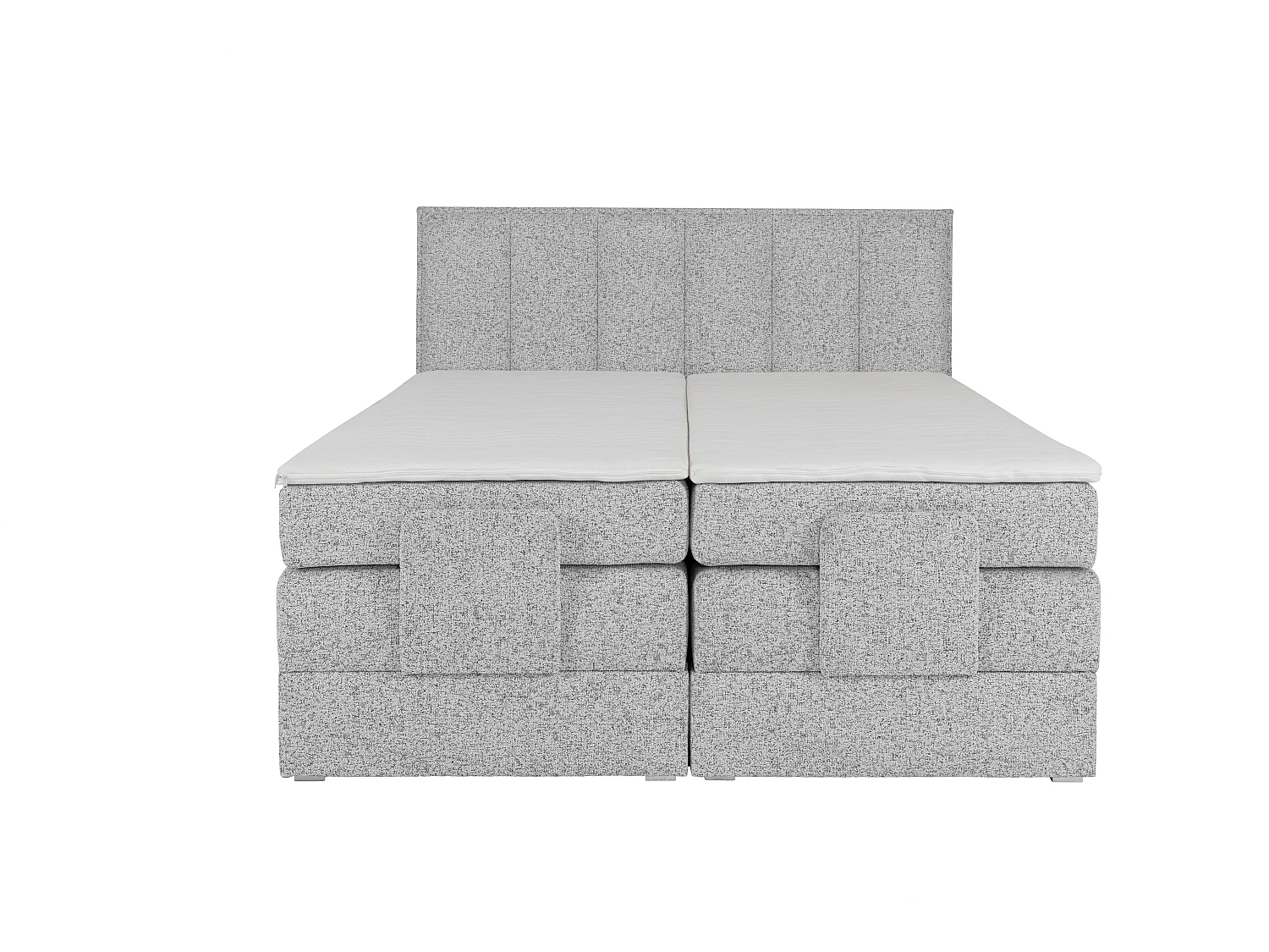 Ensemble complet boxspring tête de lit + sommiers relaxation électrique + matelas + surmatelas - 2 x 80 x 200 cm - Tissu - Gris - KALASI de PALACIO