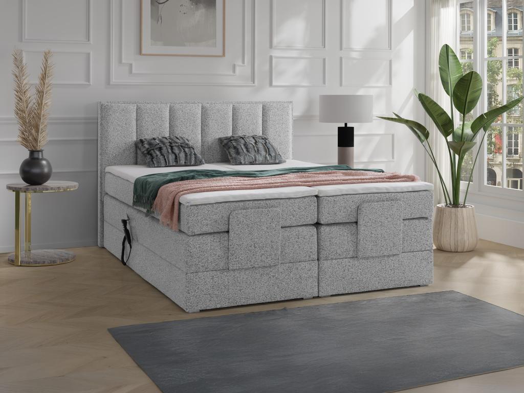 Boxspringbett mit Bett-Kopfteil + elektrisch verstellbare Lattenroste + Mat günstig online kaufen