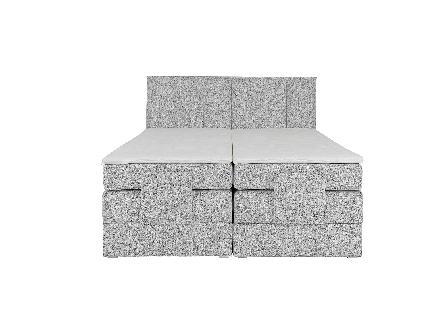 Ensemble complet boxspring tête de lit + sommiers relaxation électrique + matelas + surmatelas - 2 x 90 x 200 cm - Tissu - Gris - KALASI de PALACIO