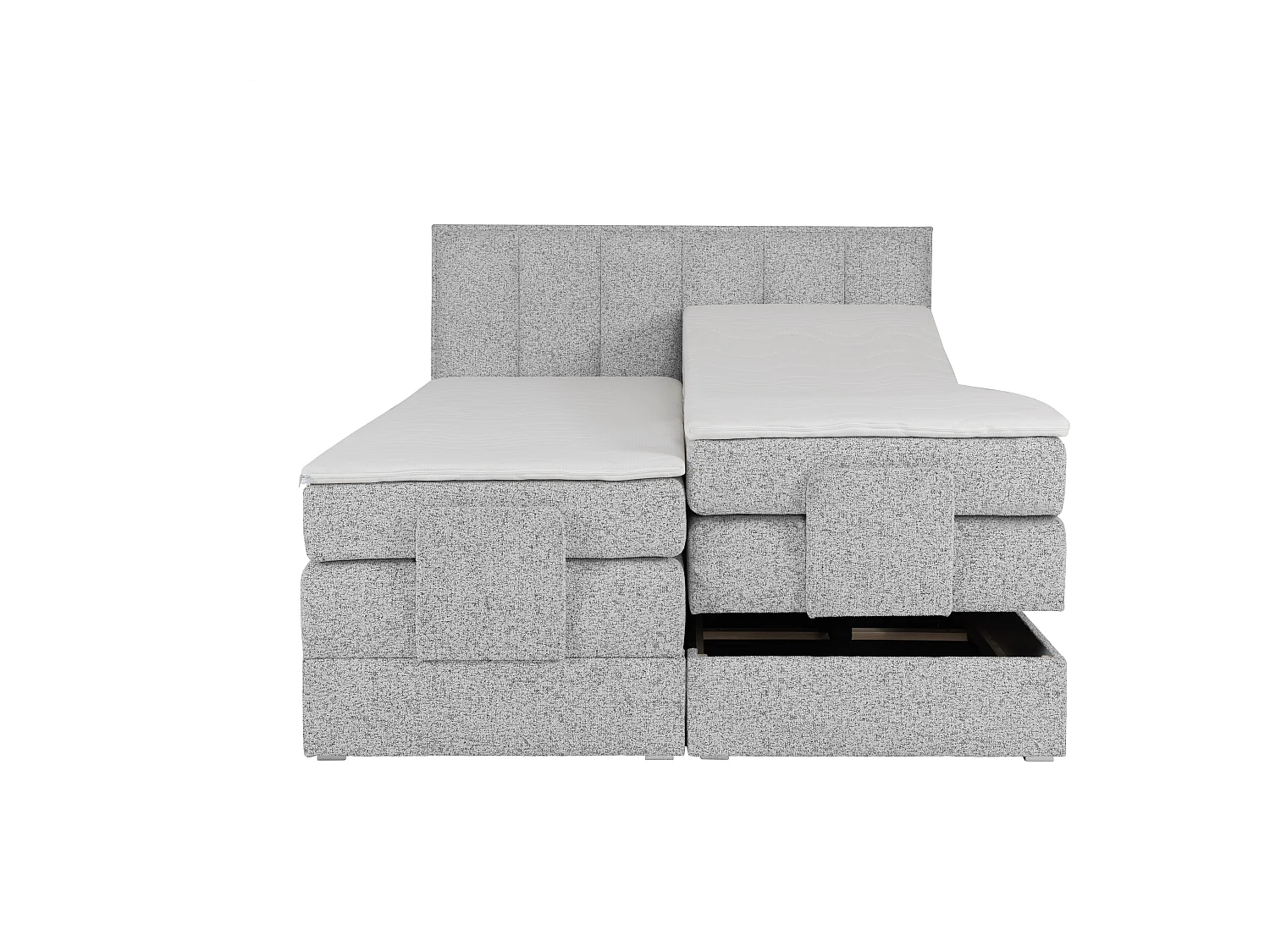 Ensemble complet boxspring tête de lit + sommiers relaxation électrique + matelas + surmatelas - 2 x 90 x 200 cm - Tissu - Gris - KALASI de PALACIO