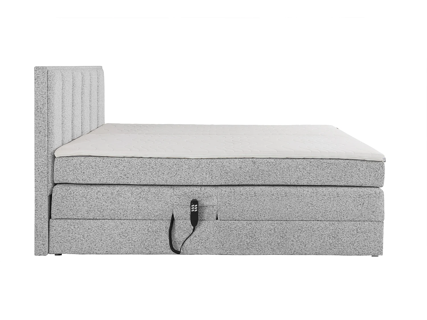 Ensemble complet boxspring tête de lit + sommiers relaxation électrique + matelas + surmatelas - 2 x 90 x 200 cm - Tissu - Gris - KALASI de PALACIO