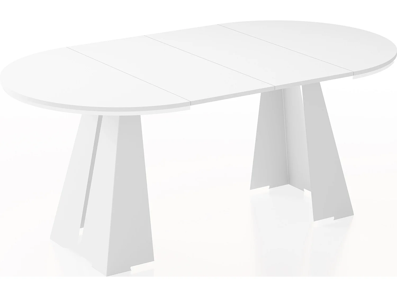 Runder ausziehbarer Esstisch mit weißem Metallgestell - moderner industrieller Tisch für Esszimmer oder Küche - 100 cm bis 180 cm - Made in EU - Weiß