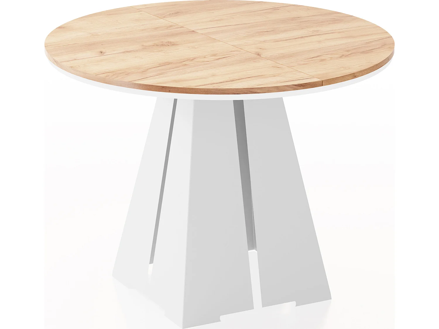 Runder ausziehbarer Esstisch mit weißem Metallgestell - moderner industrieller Tisch für Esszimmer oder Küche - 100 cm bis 180 cm - Made in EU - Craft Eiche