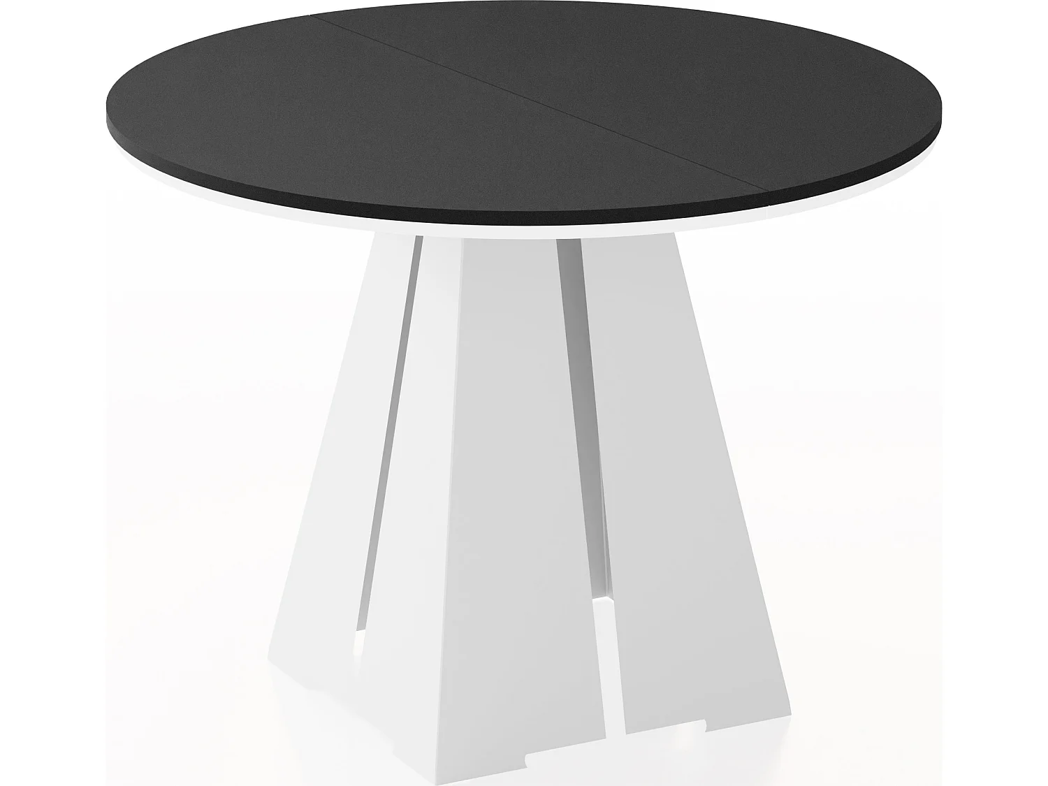 Runder ausziehbarer Esstisch mit weißem Metallgestell - moderner industrieller Tisch für Esszimmer oder Küche - 120 cm bis 200 cm - Made in EU - Schwarz