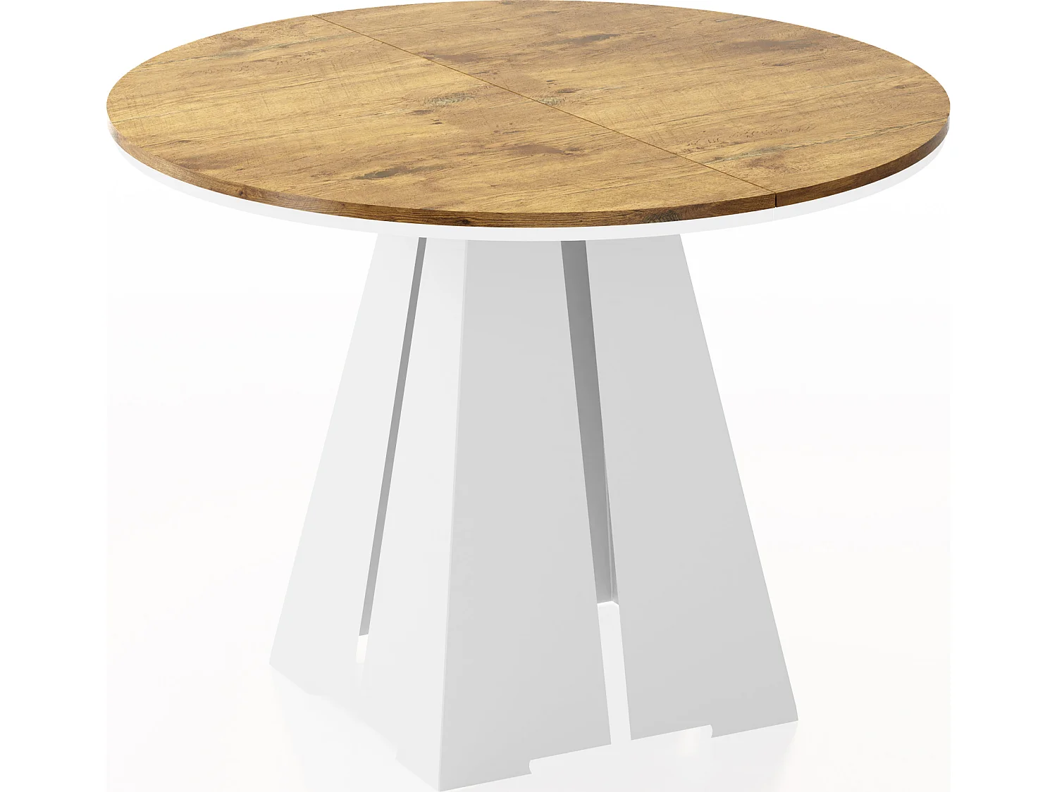 Runder ausziehbarer Esstisch mit weißem Metallgestell - moderner industrieller Tisch für Esszimmer oder Küche - 100 cm bis 180 cm - Made in EU - Lancelot Eiche