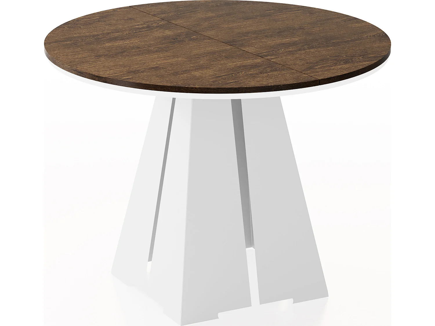 Runder ausziehbarer Esstisch mit weißem Metallgestell - moderner industrieller Tisch für Esszimmer oder Küche - 100 cm bis 180 cm - Made in EU - Lefkas Eiche