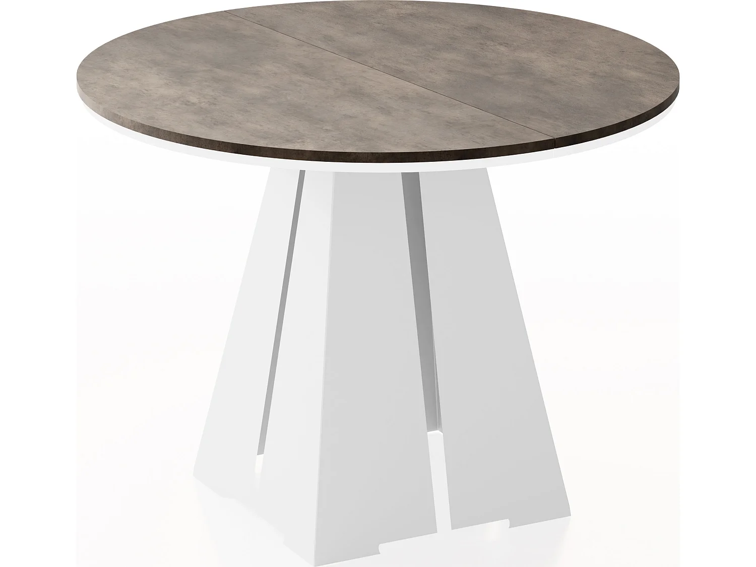 Runder ausziehbarer Esstisch mit weißem Metallgestell - moderner industrieller Tisch für Esszimmer oder Küche - 120 cm bis 200 cm - Made in EU - Chicago Beton