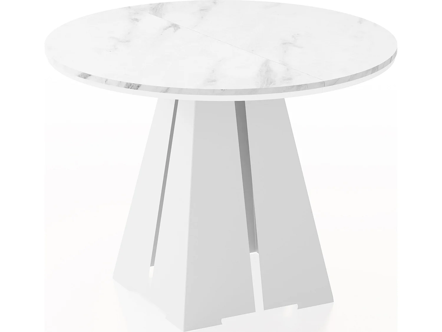 Runder Ausziehbarer Esstisch mit Weißem Metallgestell - Moderner Industrieller Tisch für Esszimmer oder Küche - 120 cm bis 200 cm - Made in EU - Marmor Weiß