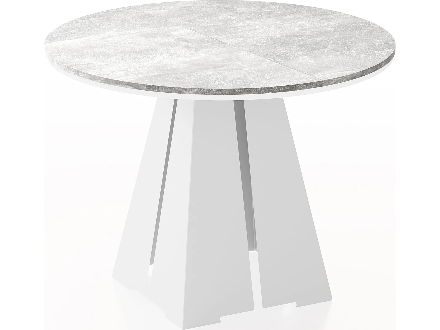 Table à Manger Ronde Extensible avec Piètement Métallique Blanc - Table Industrielle Moderne pour Salle à Manger - 100 cm à 180 cm - Fabriqué en UE - Béton Gris