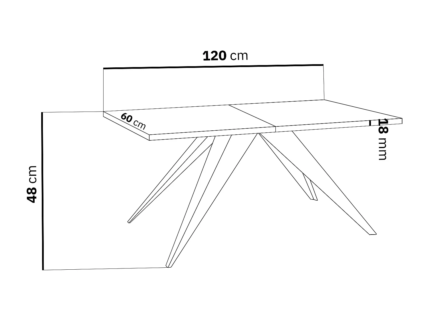 Couchtisch Vance 120 x 60 cm - Beistelltisch Rechteckig, Wohnzimmertisch Industrial - Sofatisch mit Metallgestell Schwarz - Kaffeetisch Modern - Schwarz