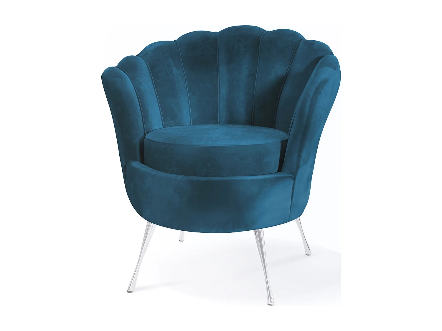 Fauteuil Coquille Cara - Fauteuil Cocktail En Velours, Design Art Déco, Pieds Argentés, 82x55x70cm Vert