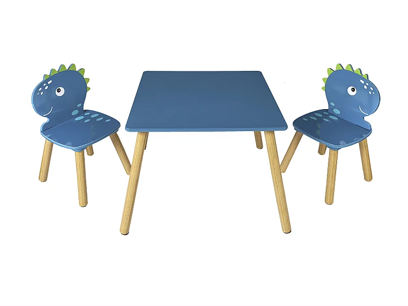 Table Et 2 Chaises Dino Bleu, Marron