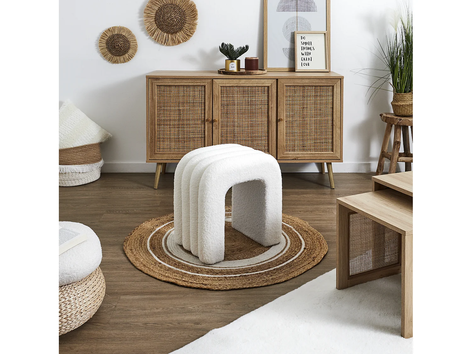 Pouf Bouclette Archy Blanc