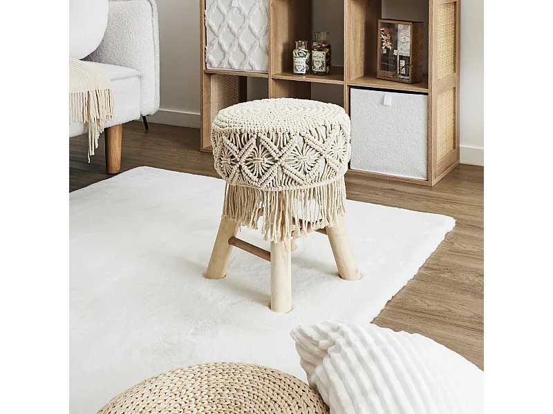 Tabouret Boho M1 - Design Unique et Artisanal pour une Décoration Bohème Authentique