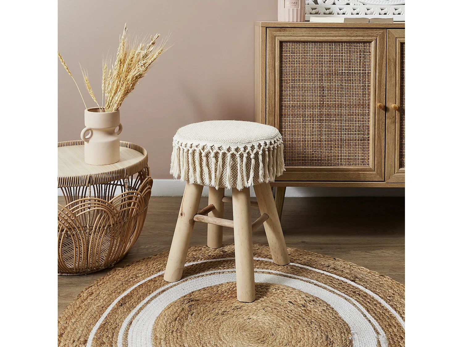 Tabouret PAMPA M2 bohème en bois de haute qualité